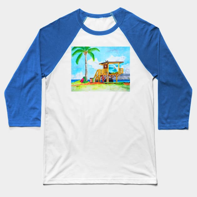 Lifeguard Tower Baseball T-Shirt by TiffanisTropics